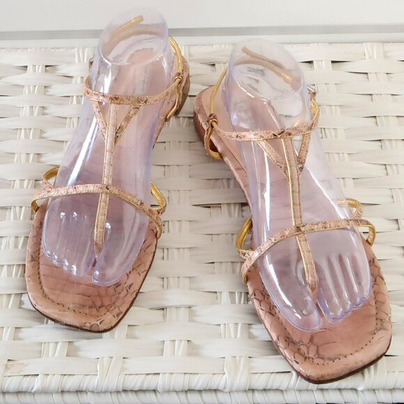 Prada Snakeskin Sandals Designer Summer Flats Casual Thong Sandals Flip Flops - Picture 16 of 16